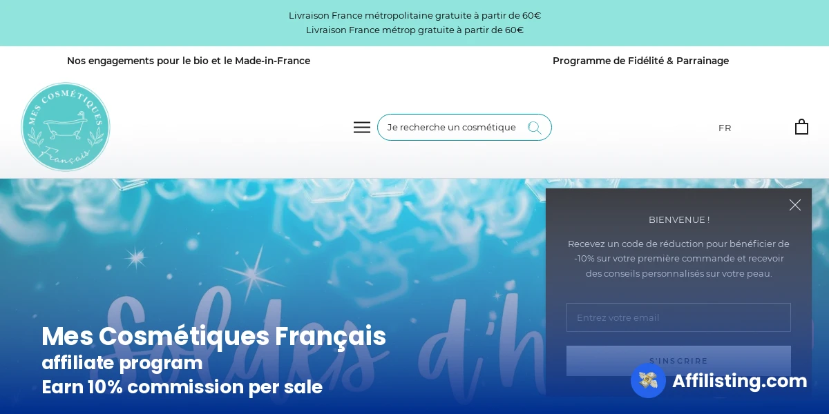 Mes Cosmétiques Français affiliate program