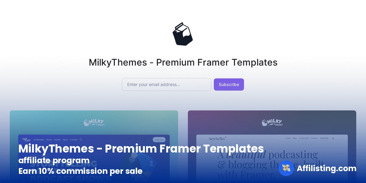 MilkyThemes - Premium Framer Templates affiliate program