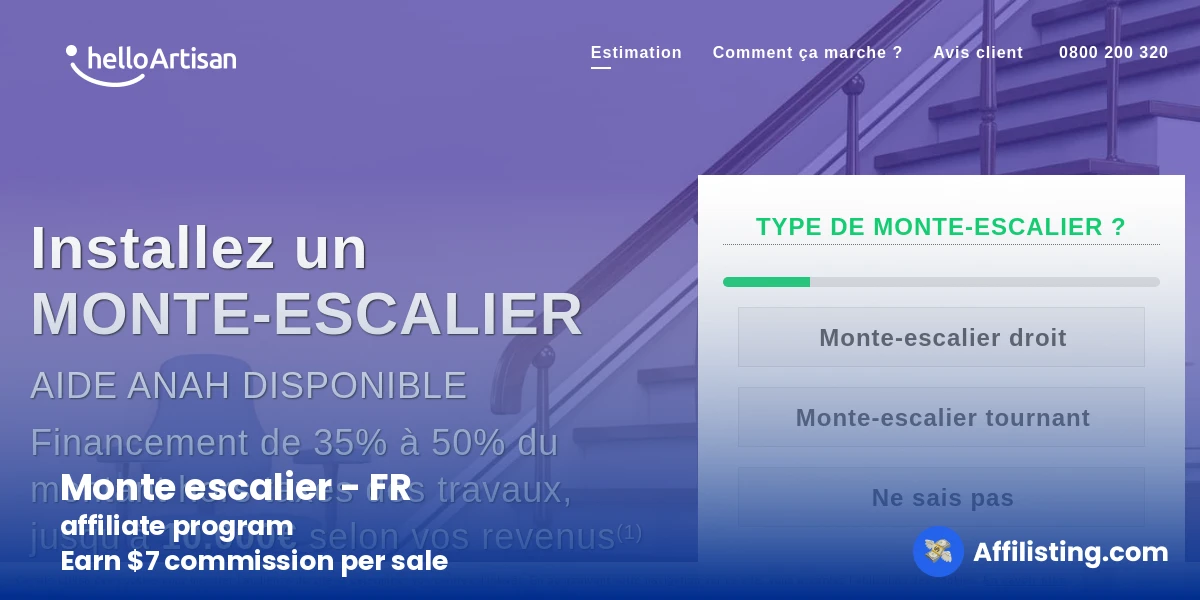 Monte escalier - FR affiliate program