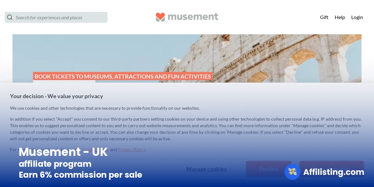 Musement - UK affiliate program