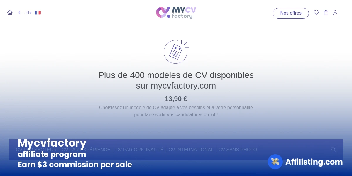 Mycvfactory affiliate program