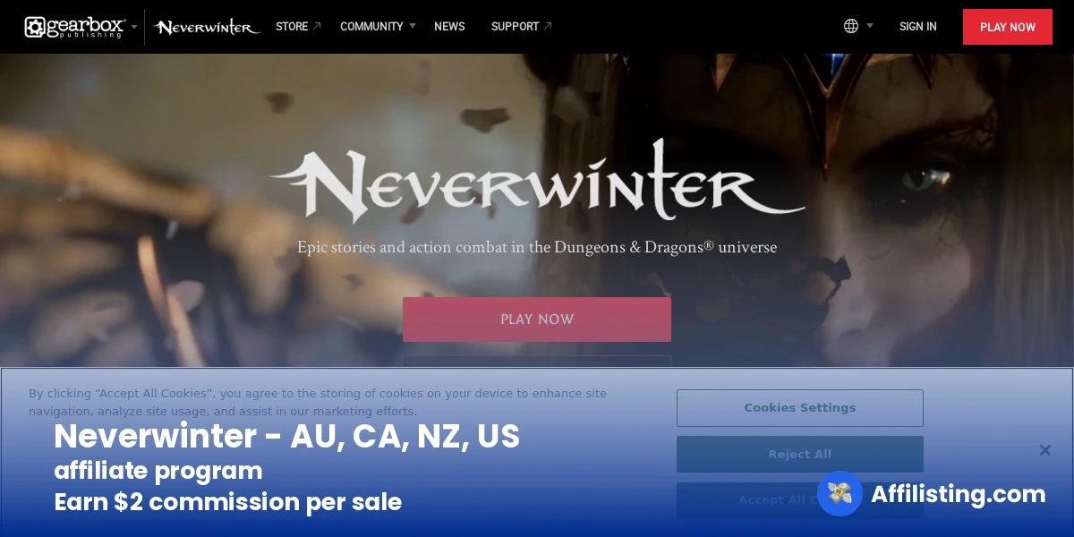 Neverwinter - AU, CA, NZ, US affiliate program
