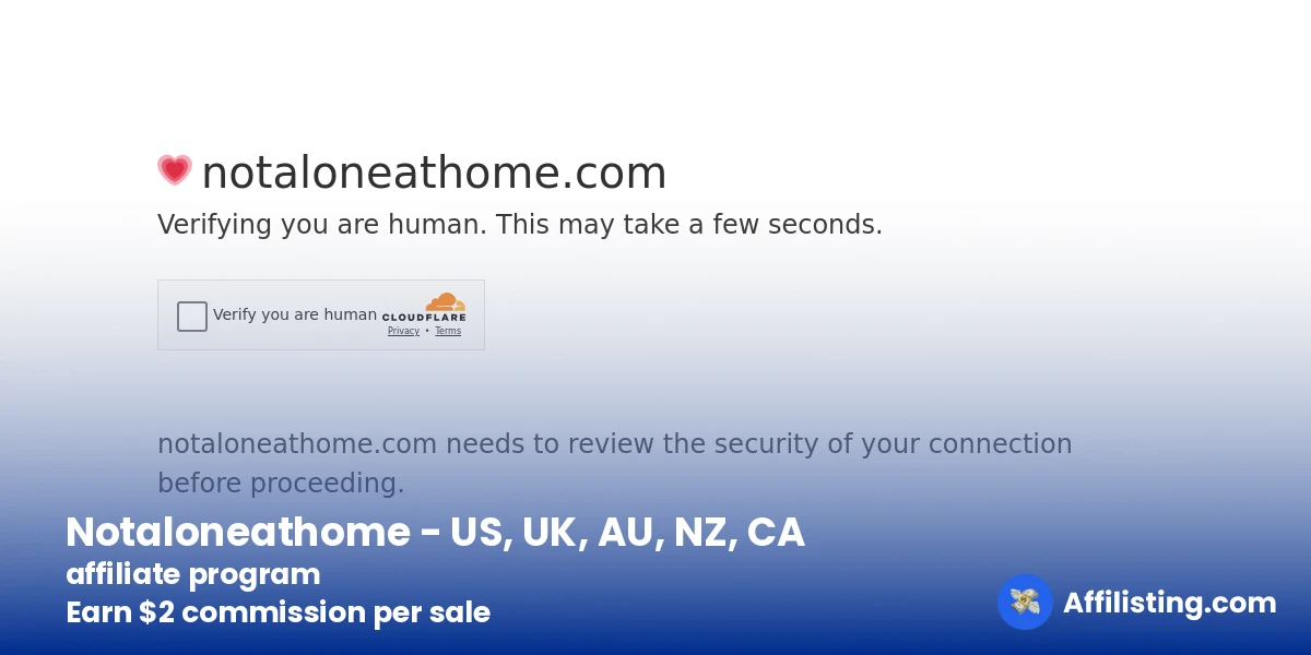 Notaloneathome - US, UK, AU, NZ, CA affiliate program
