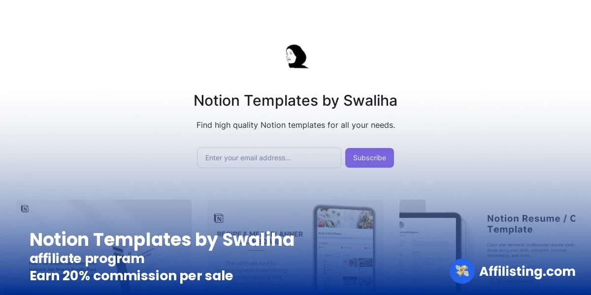 Notion Templates by Swaliha affiliate program