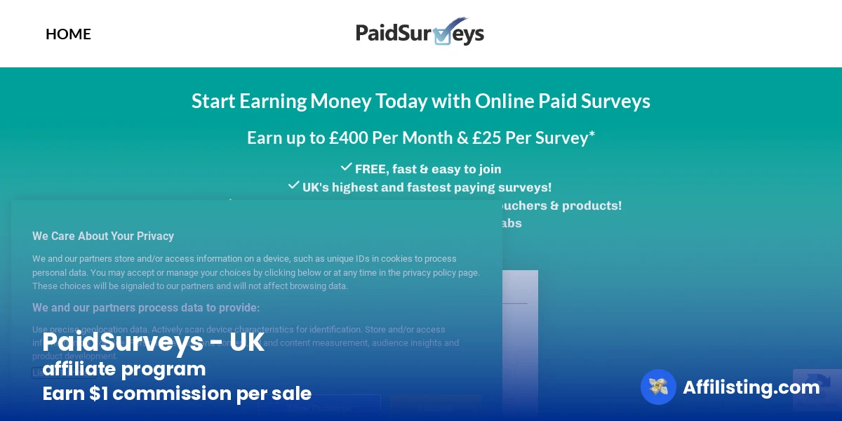 PaidSurveys - UK affiliate program