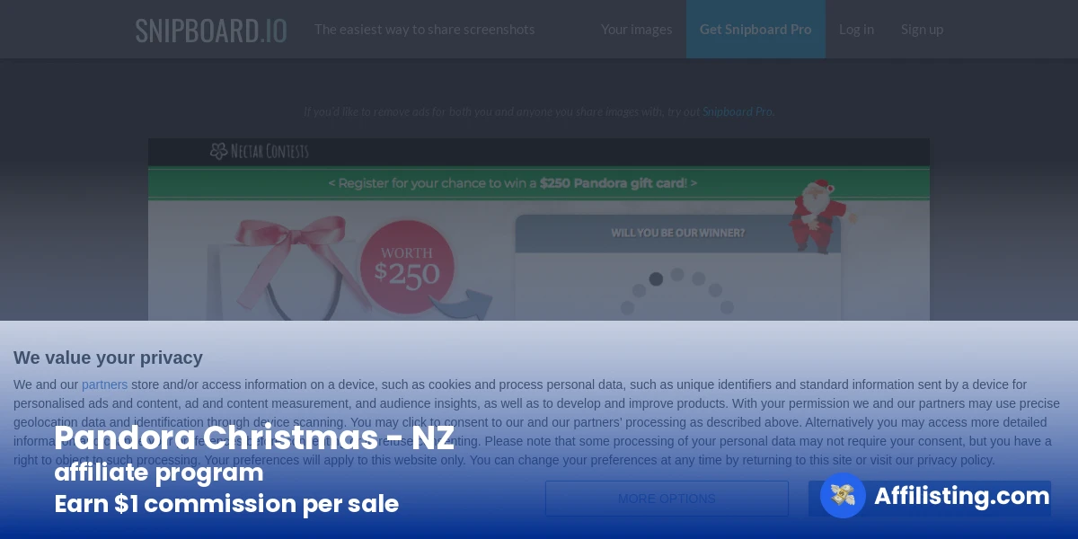 Pandora Christmas - NZ affiliate program