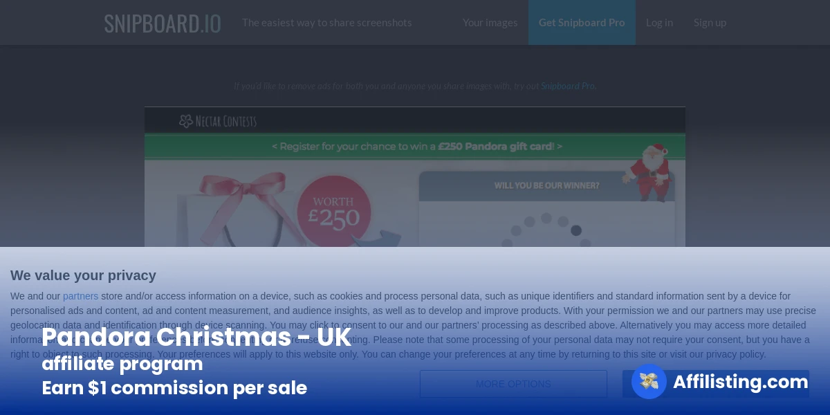 Pandora Christmas - UK affiliate program