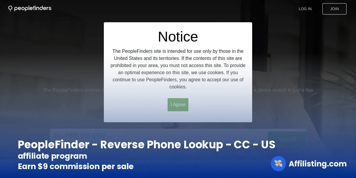 PeopleFinder - Reverse Phone Lookup - CC - US affiliate program