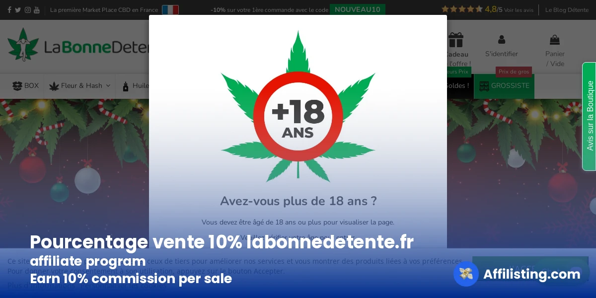 Pourcentage vente 10% labonnedetente.fr affiliate program