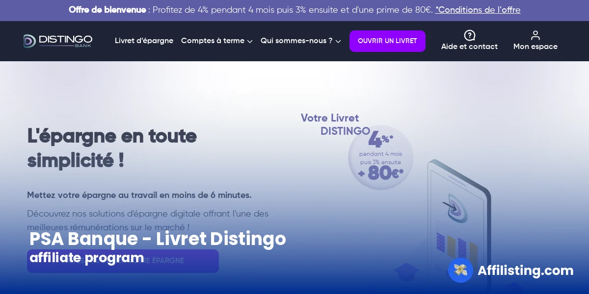 PSA Banque - Livret Distingo affiliate program