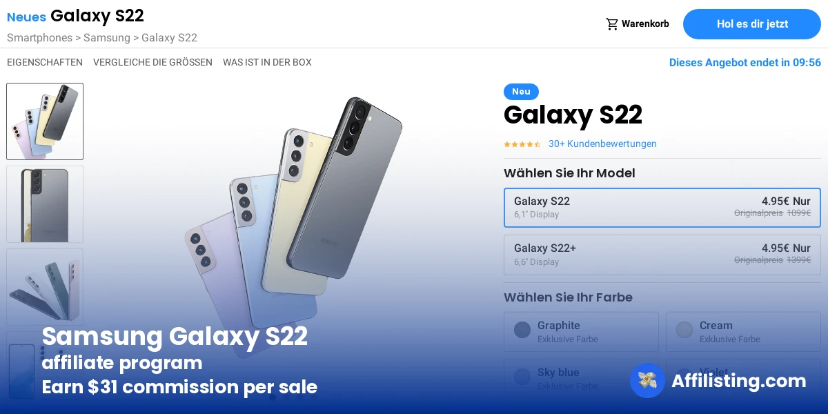 Samsung Galaxy S22 affiliate program