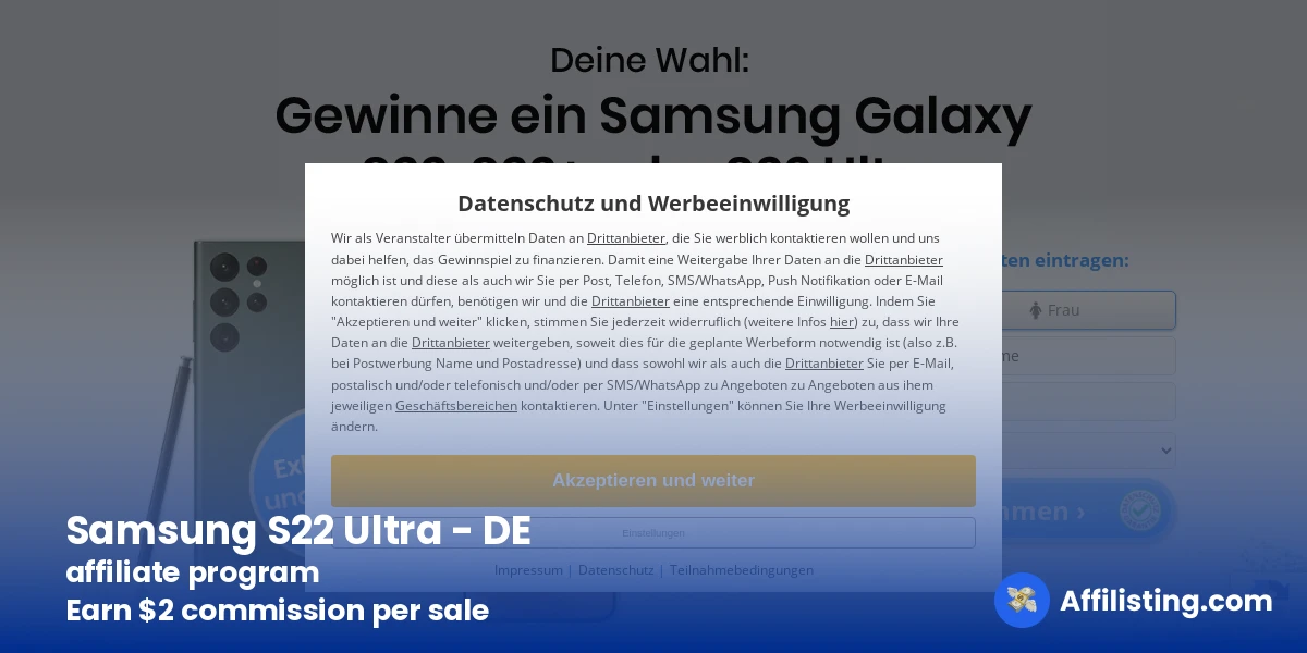Samsung S22 Ultra - DE  affiliate program