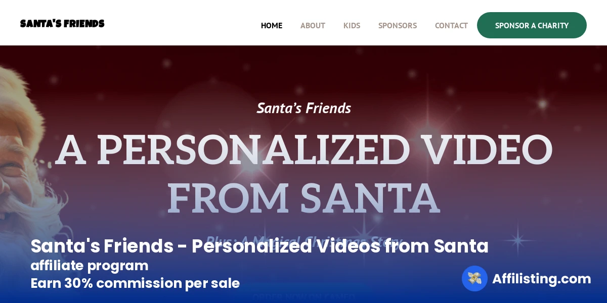 Santa's Friends - Personalized Videos from Santa affiliate program