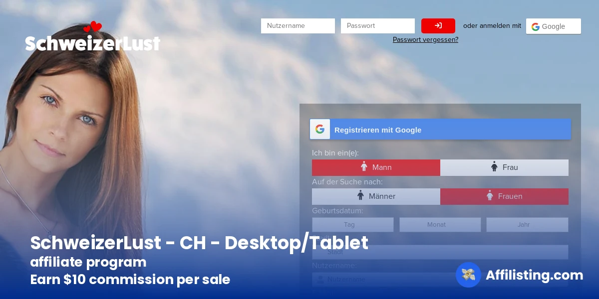 SchweizerLust - CH - Desktop/Tablet affiliate program