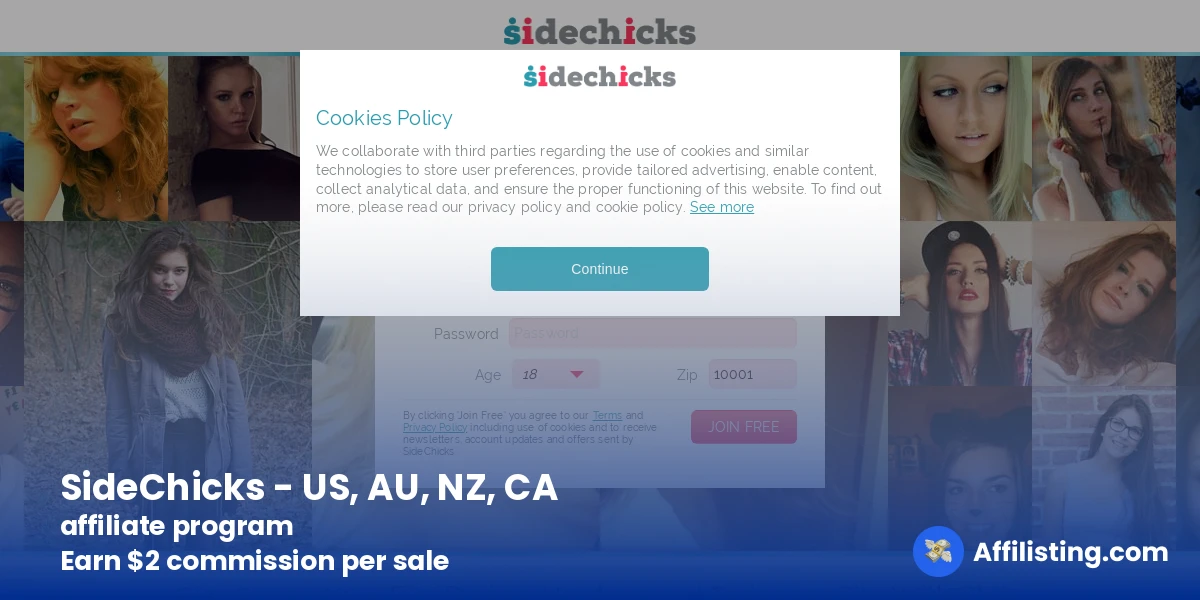 SideChicks - US, AU, NZ, CA affiliate program