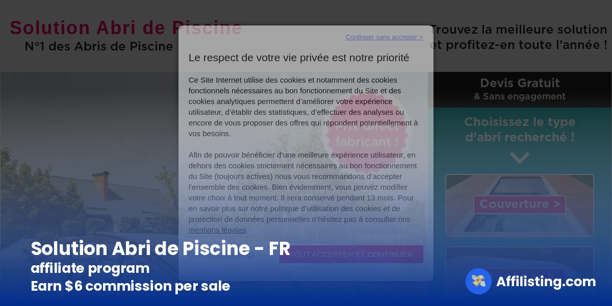 Solution Abri de Piscine - FR affiliate program