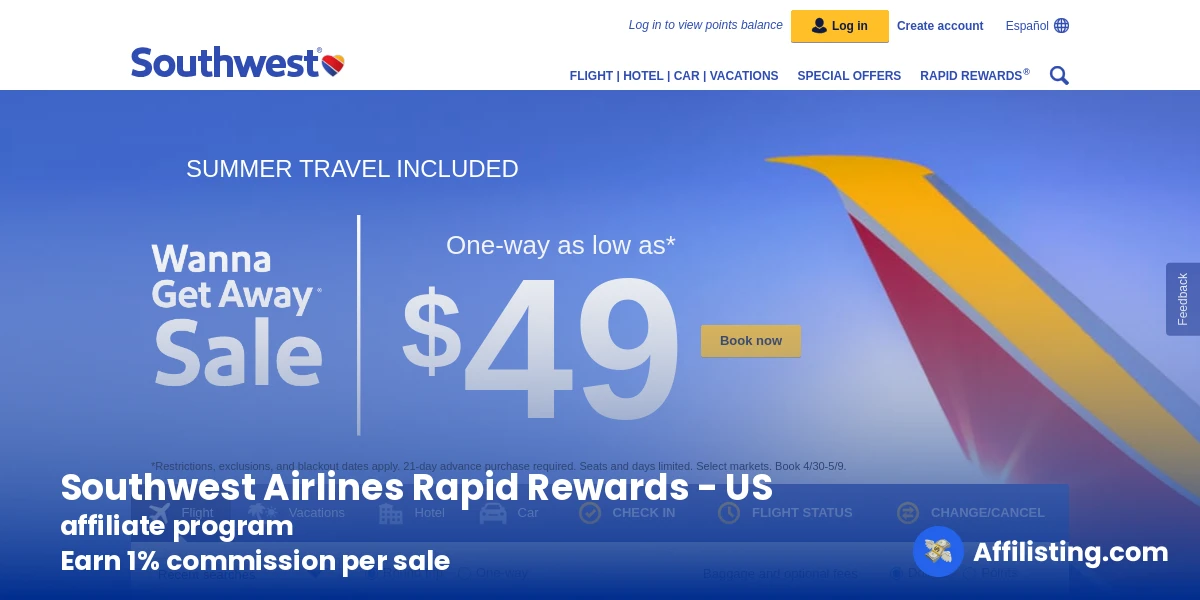 Southwest Airlines Rapid Rewards - US affiliate program