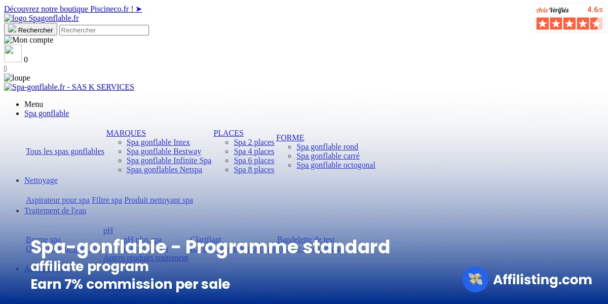 Spa-gonflable - Programme standard affiliate program