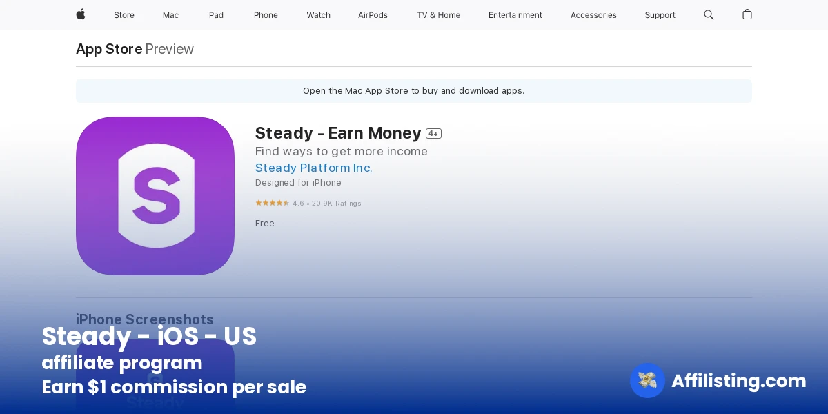 Steady - iOS - US affiliate program