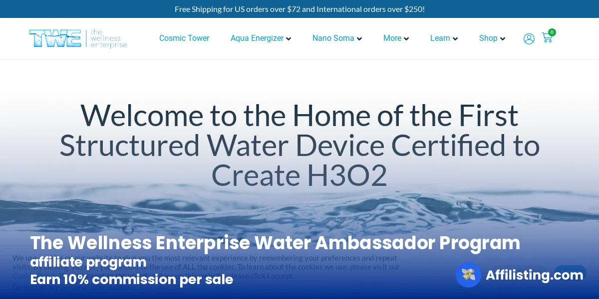 The Wellness Enterprise Water Ambassador Program affiliate program