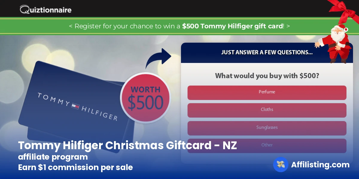 Tommy Hilfiger Christmas Giftcard - NZ affiliate program
