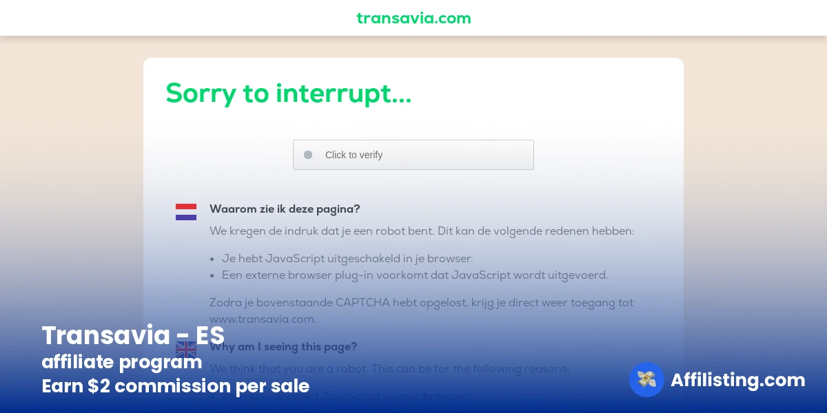 Transavia - ES affiliate program
