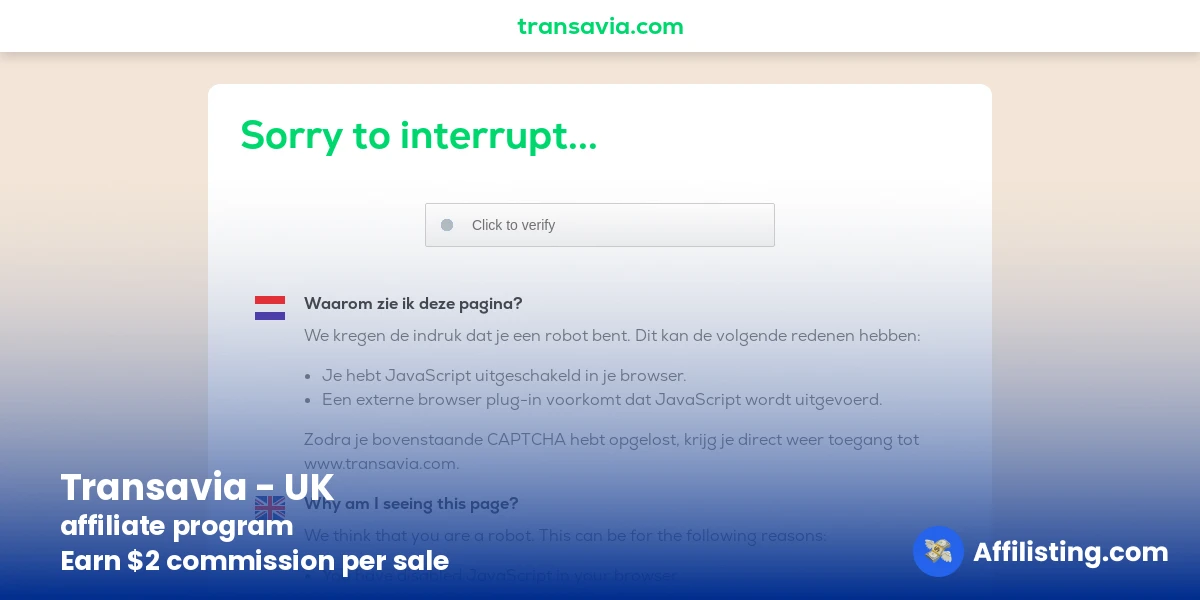 Transavia - UK affiliate program