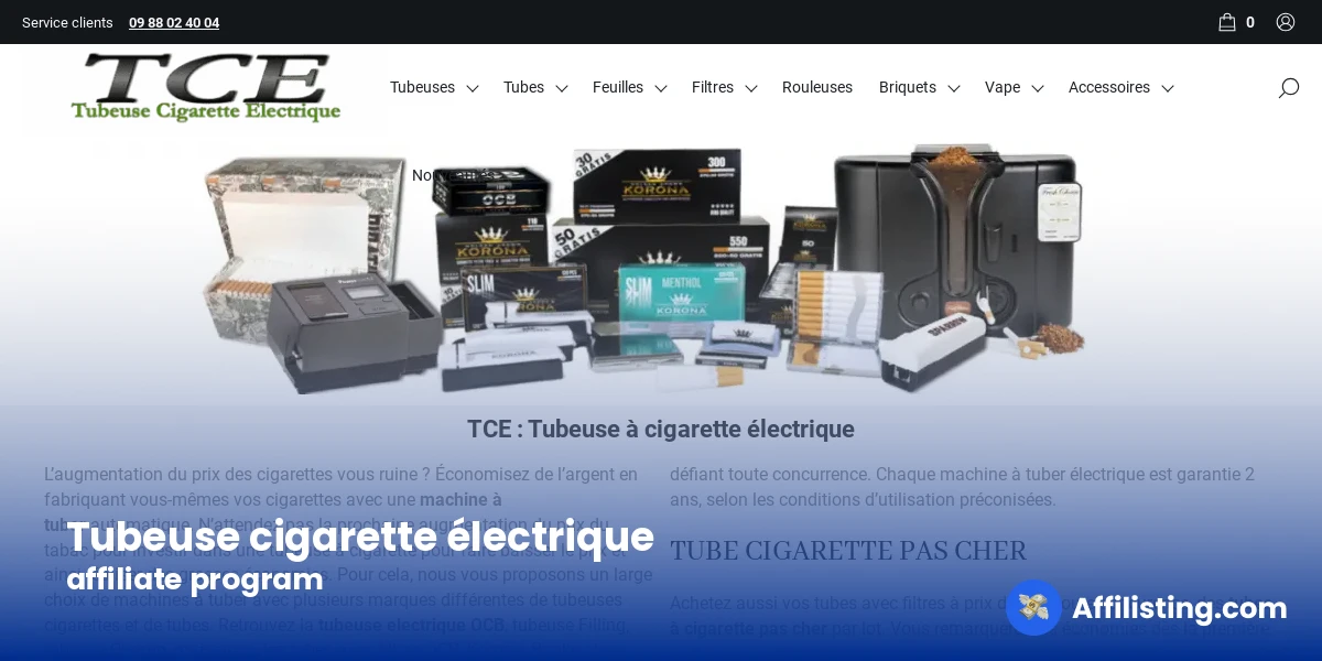 Tubeuse cigarette électrique affiliate program