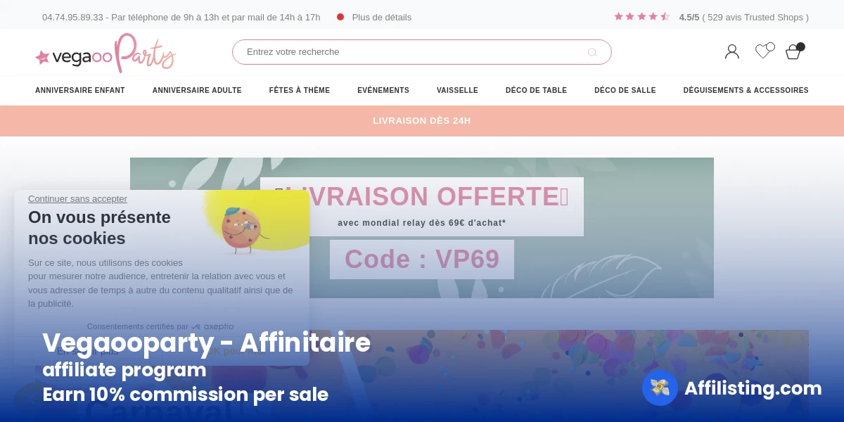 Vegaooparty - Affinitaire affiliate program