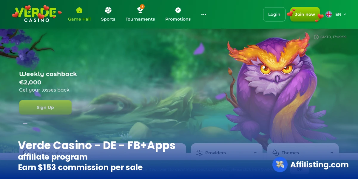 Verde Casino - DE - FB+Apps affiliate program