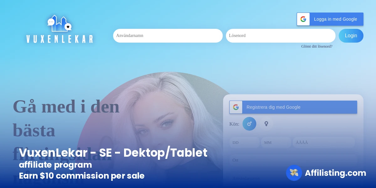 VuxenLekar - SE - Dektop/Tablet affiliate program