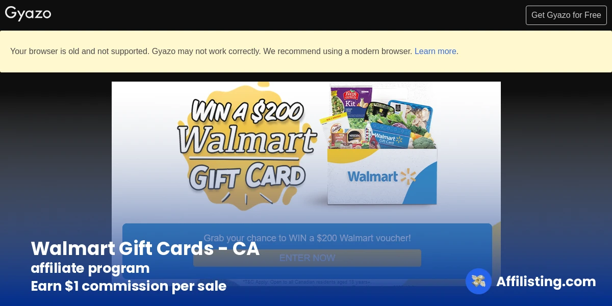Walmart Gift Cards - CA affiliate program