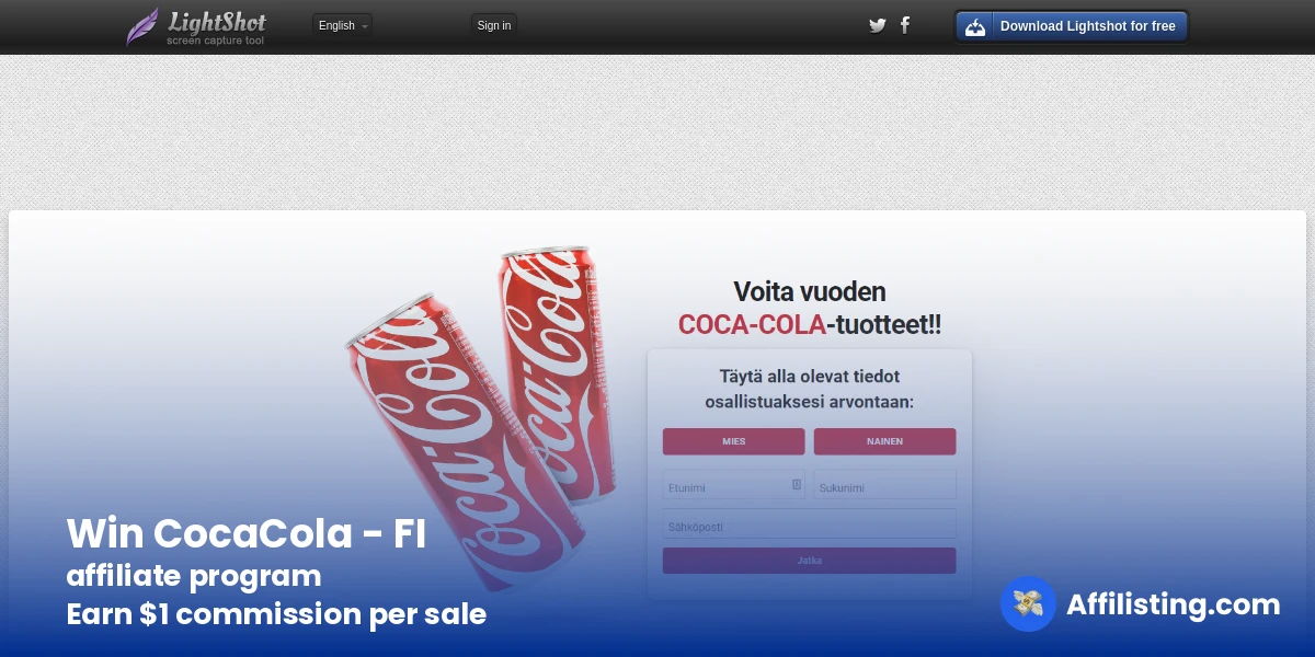 Win CocaCola - FI  affiliate program