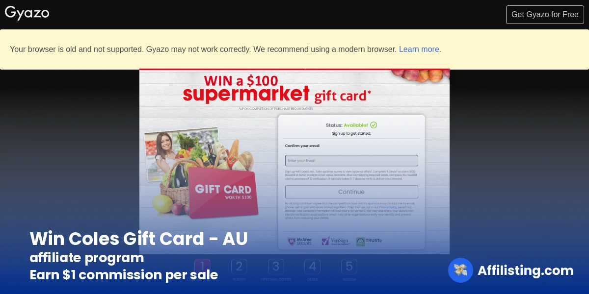 Win Coles Gift Card - AU affiliate program
