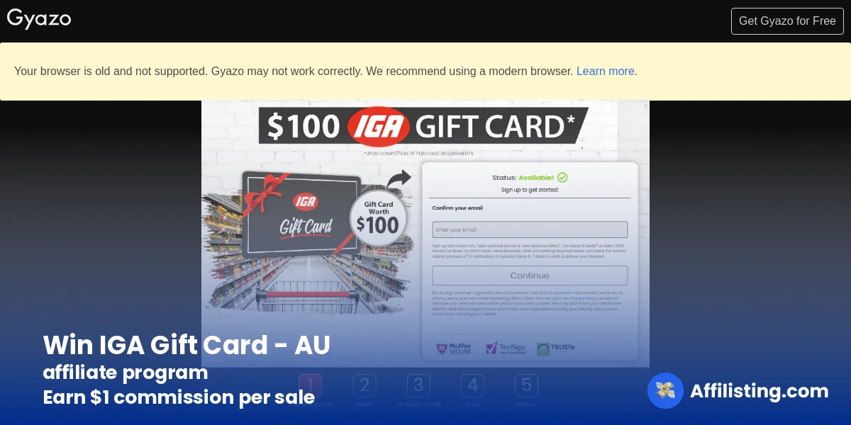 Win IGA Gift Card - AU affiliate program