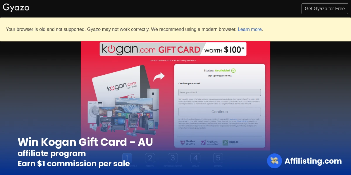 Win Kogan Gift Card - AU affiliate program