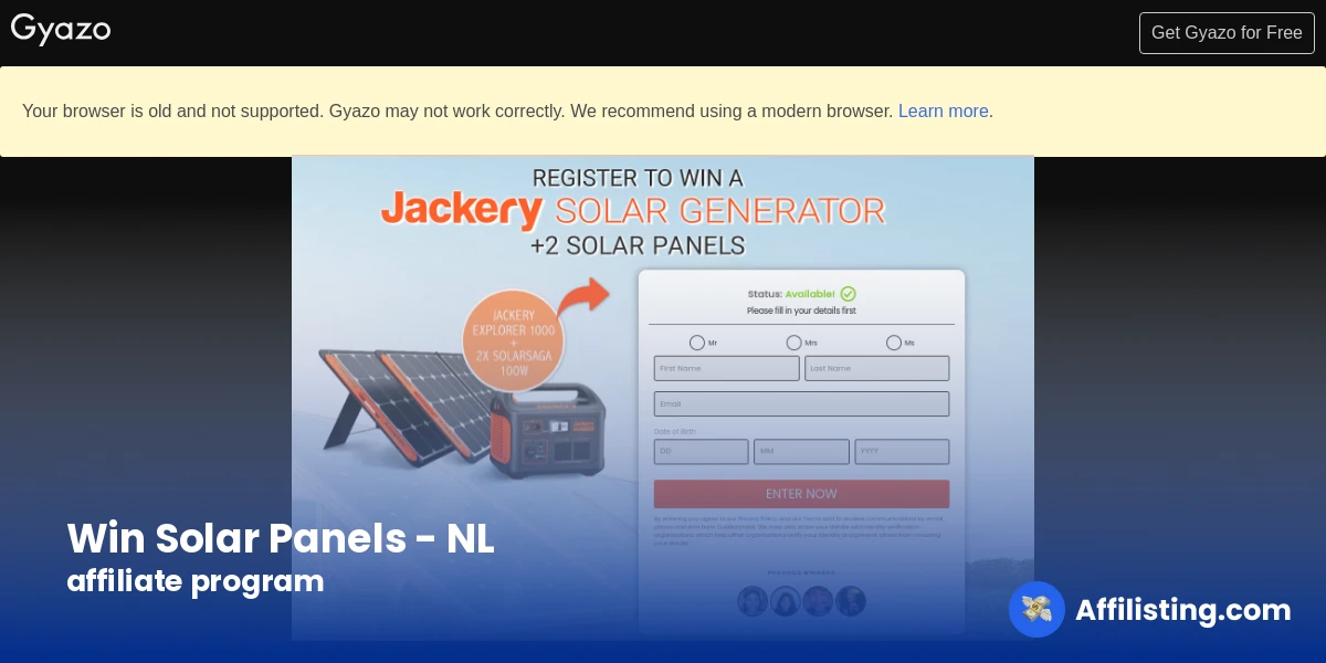 Win Solar Panels - NL affiliate program