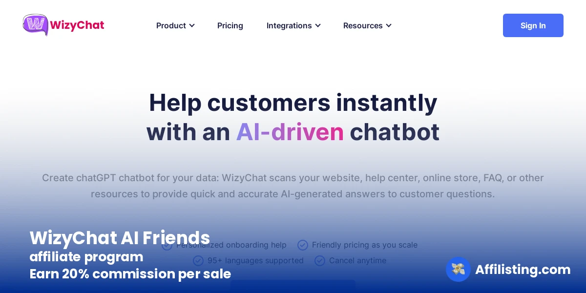 WizyChat AI Friends affiliate program